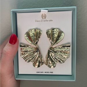 NWT House of Harlow 1960 Gold Statement Chunky Viral Earrings